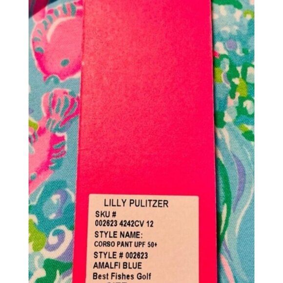 Lilly Pulitzer Corso Pant UPF 50+ Amalfi Blue Best Fishes Golf Size 10 - Picture 3 of 5
